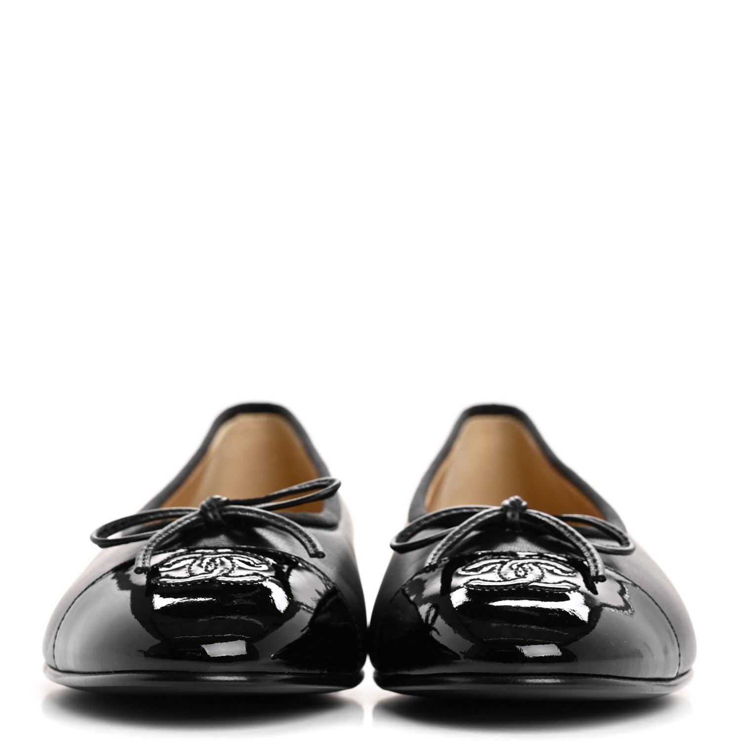 Chanel Lambskin Patent Cap Toe Ballerina Flats 39.5 Black 3 of 10