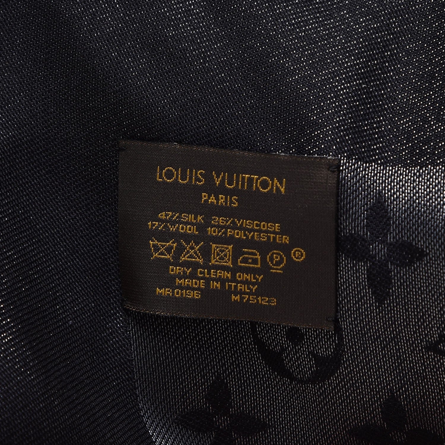 Louis Vuitton Silk Lurex Wool Monogram Shine Shawl Black 7 of 7