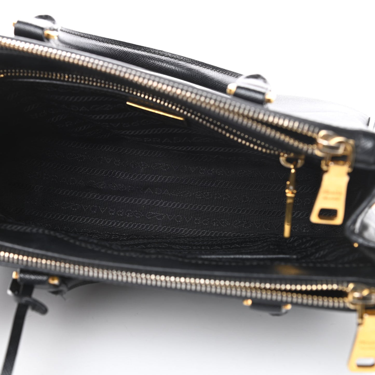 Saffiano Mini Galleria Double Zip Tote Black