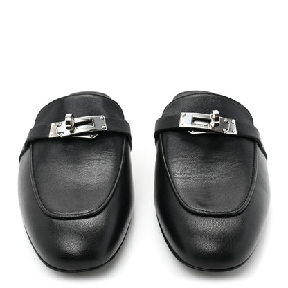 Hermes Goatskin Oz Mules 38 Black 2 of 9
