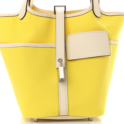 Hermes Toile Goeland Swift Cargo Picotin Lock 18 Jaune Citron Nata 8 of 11