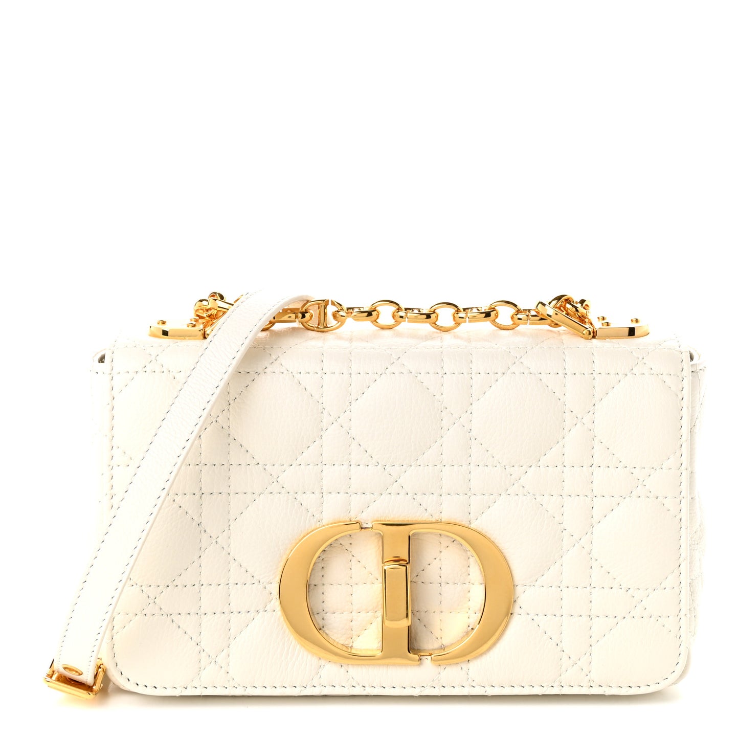 Calfskin Cannage Small Caro Bag Ivory