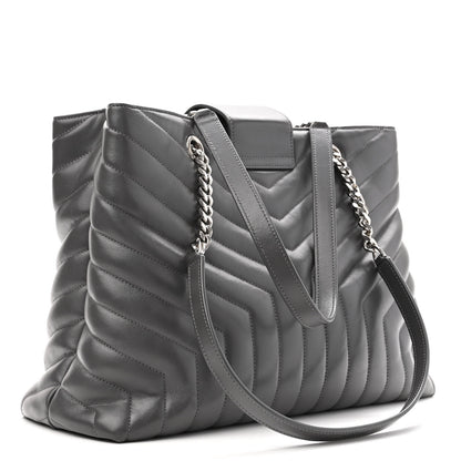 Saint Laurent Calfskin Y Quilted Monogram Large Loulou Shopper Storm 3 of 11