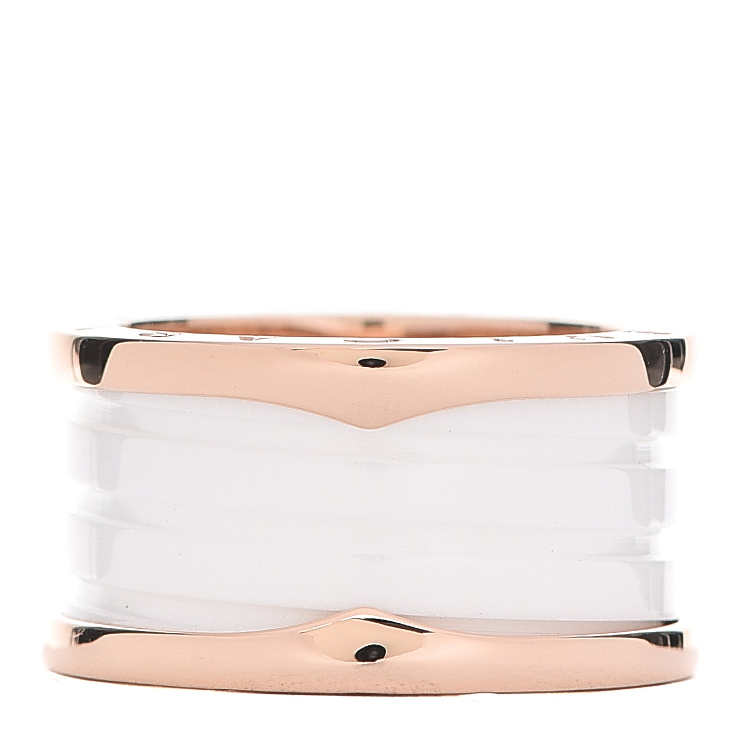 18K Rose Gold White Ceramic B.Zero1 Four-Band Ring 54 7