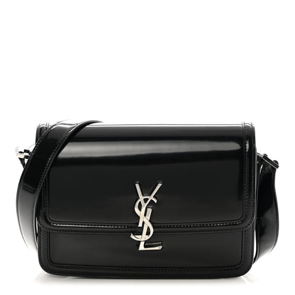 Saint Laurent Glazed Calfskin Monogram Medium Solferino Satchel Black 1 of 10