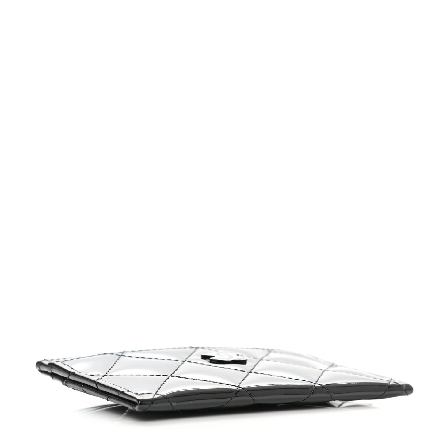 Patent Calfskin Quilted Card Holder So Black