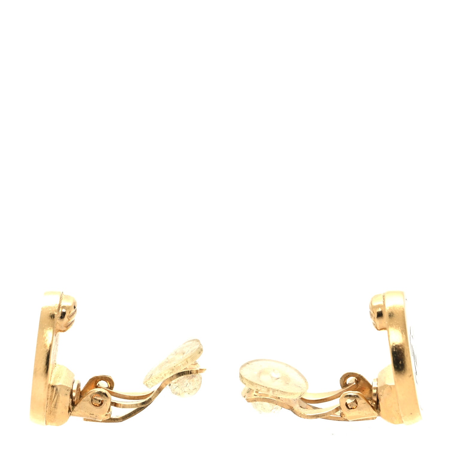 Chanel CC Clip On Earrings Black Gold 3 of 4