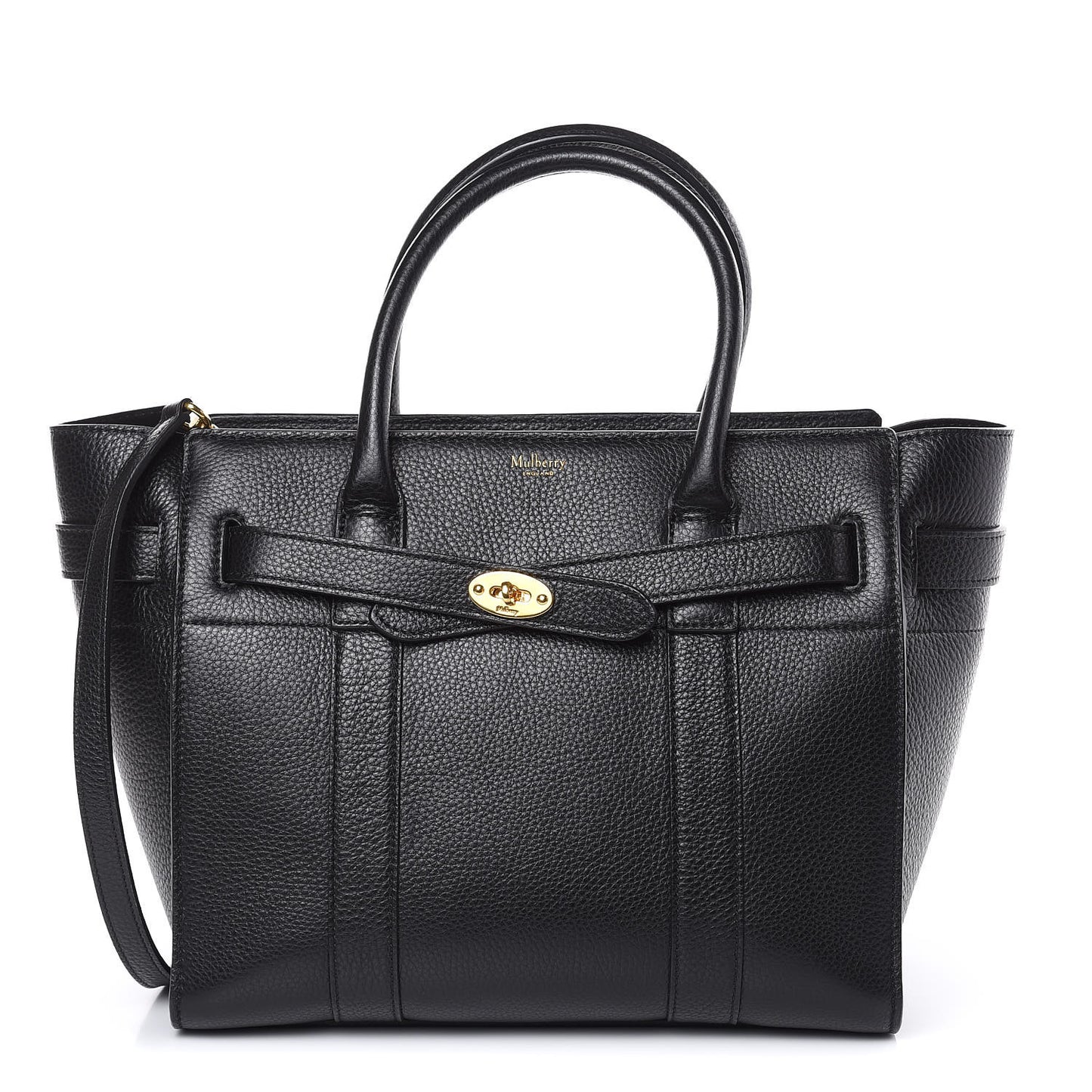 Small Classic Grain Small Bayswater Zip Tote Black