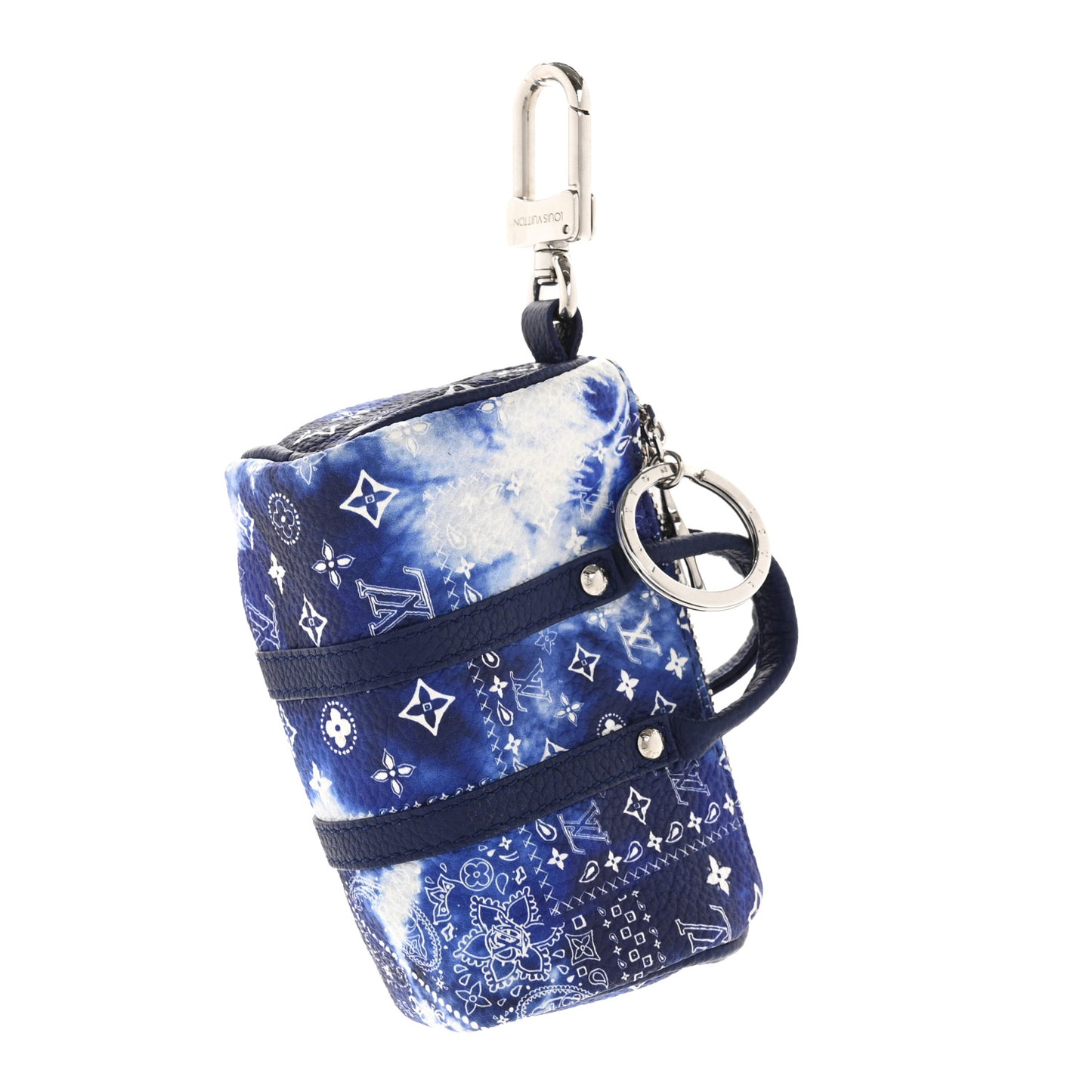 Monogram Bandana Mini Keepall Bag Charm Key Holder Blue