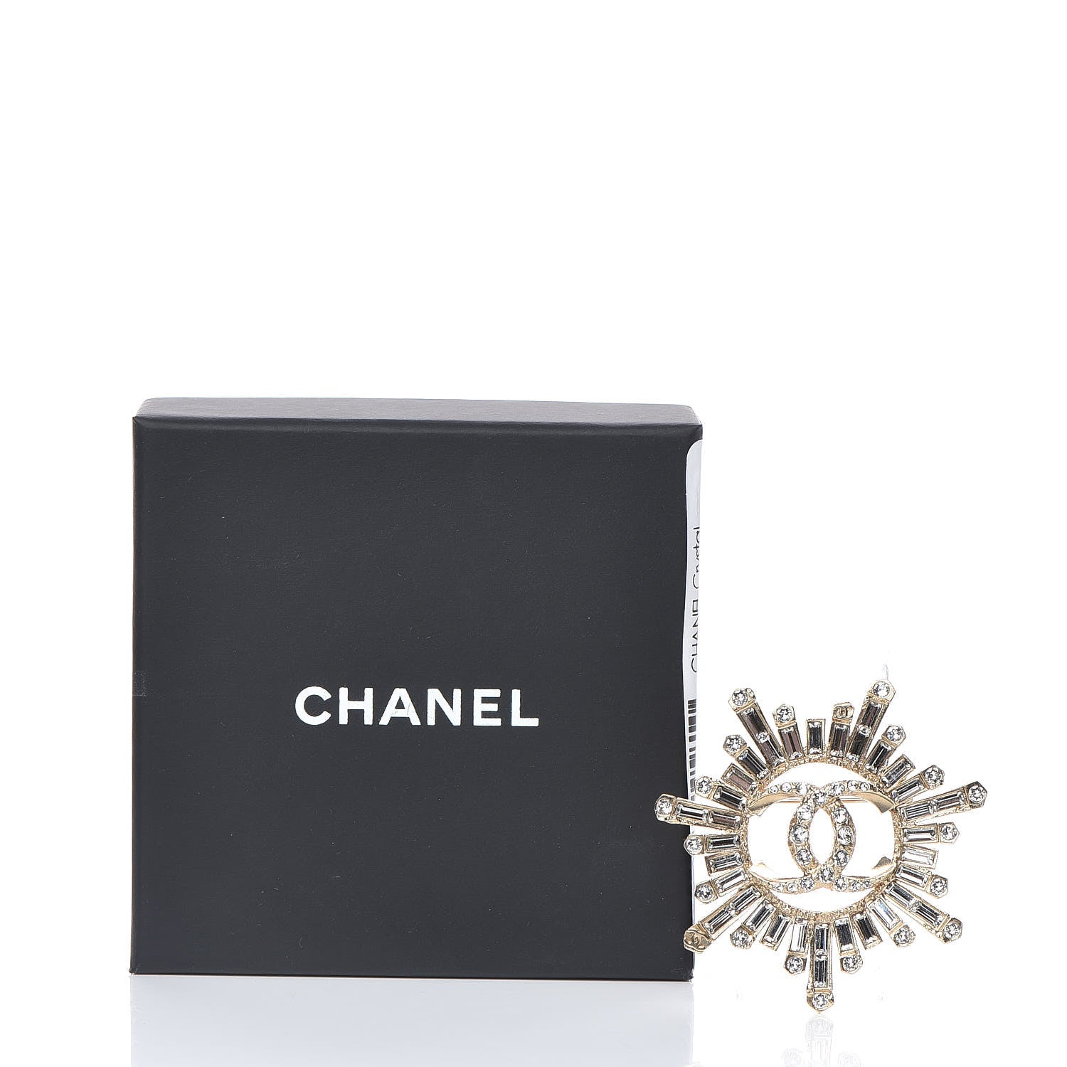 Chanel Crystal Baguette CC Brooch Light Gold 5 of 5