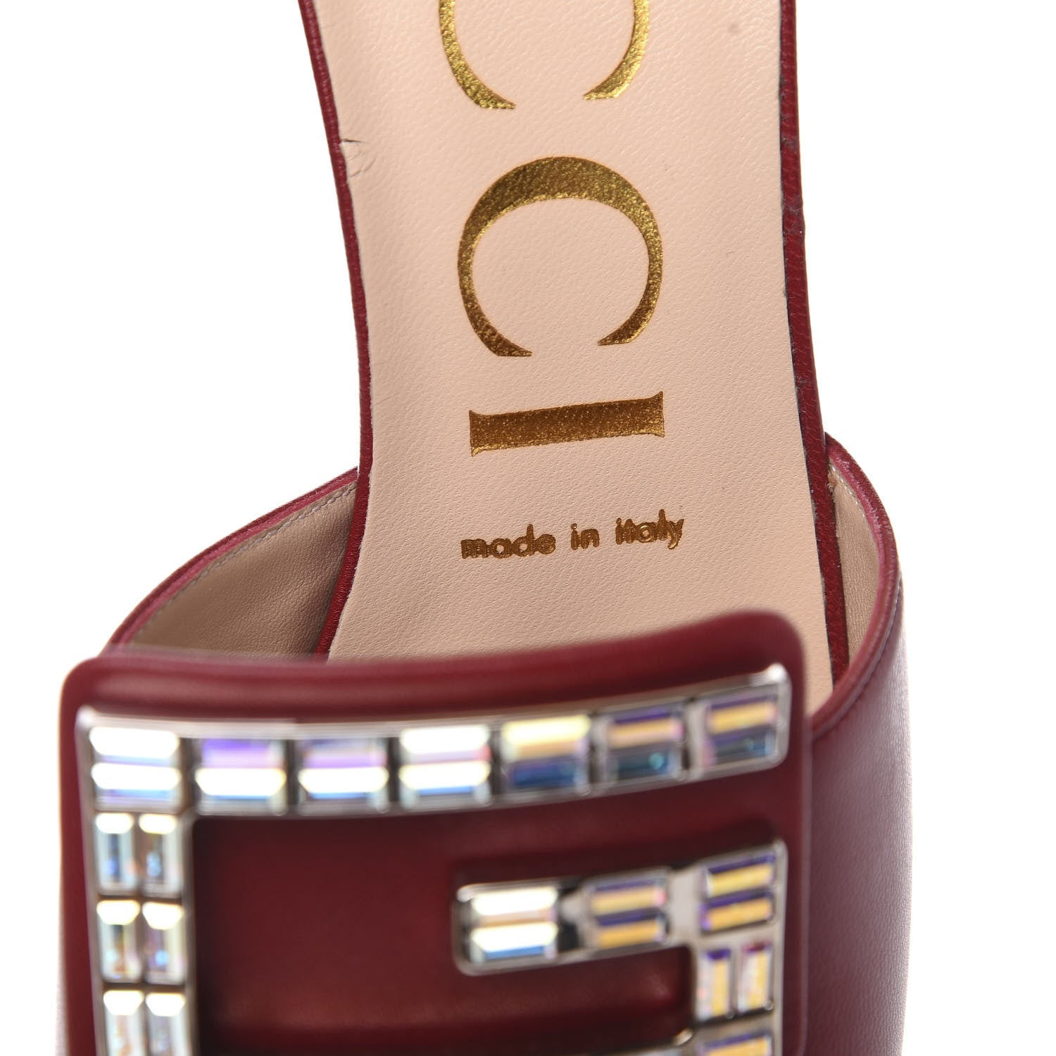 Gucci Malaga Kid Crystal Square G Madelyn Mules 38 Romantic Cerise 8 of 9