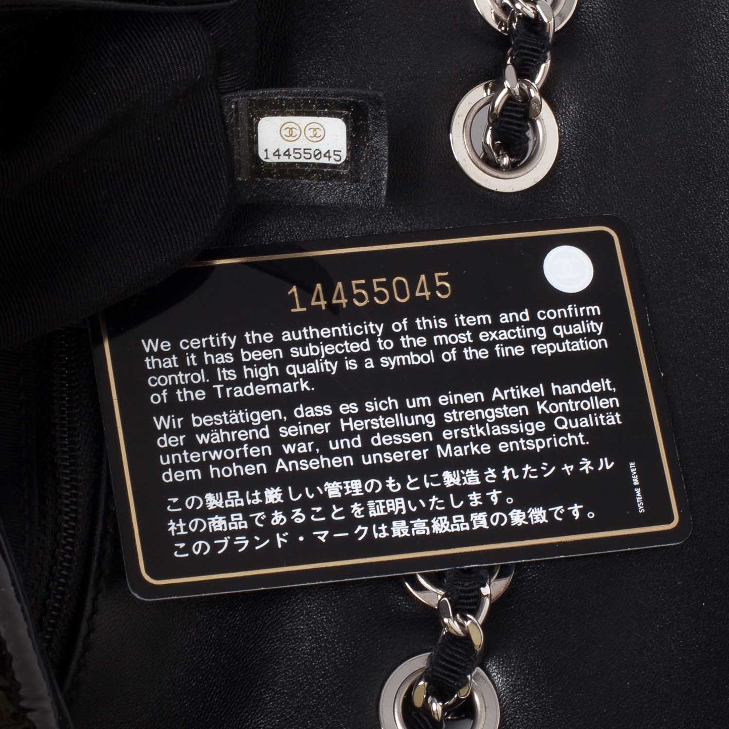 Perforated Patent Hand Embroidered Mini Flap Black