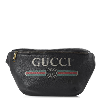 Gucci Grained Calfskin Logo Belt Bag Black 1 of 10