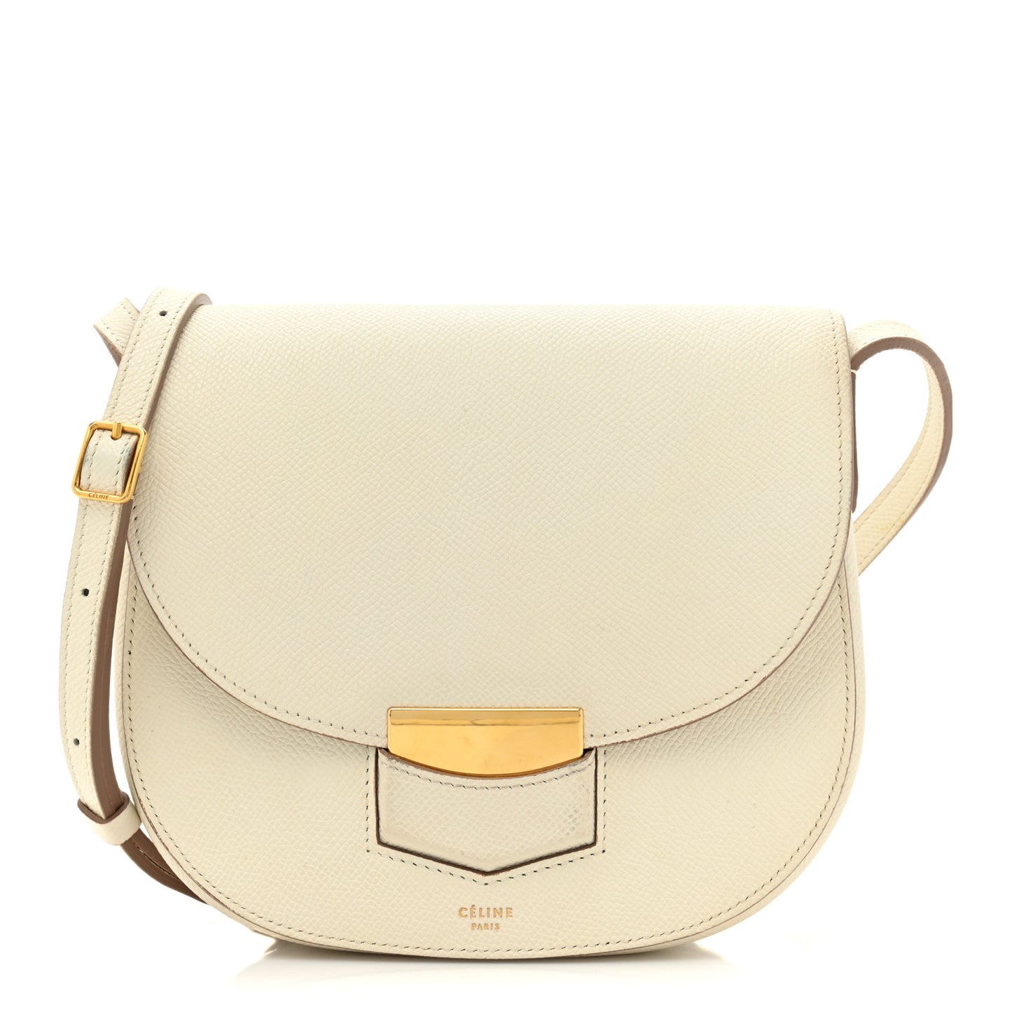Grained Calfskin Small Trotteur White