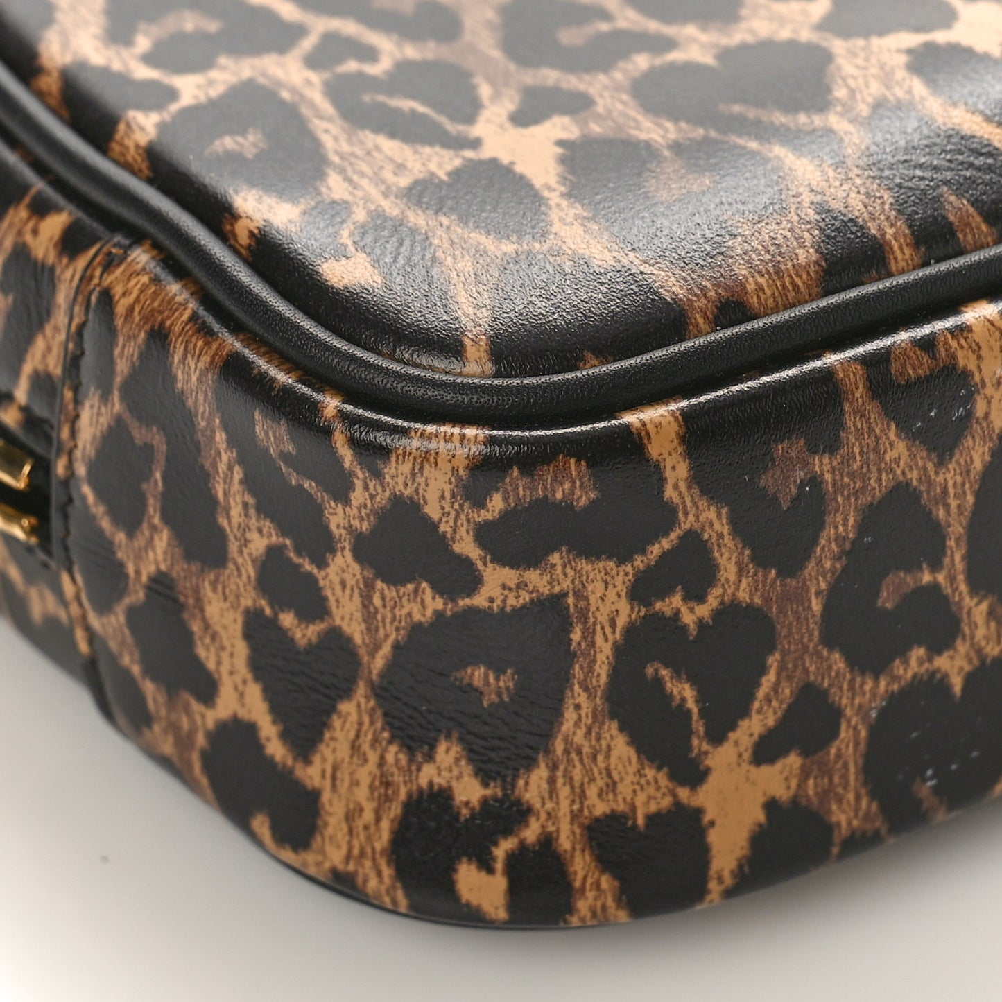Calfskin Heart Leopard Print Monogram Mini Lou Camera Bag Toffee