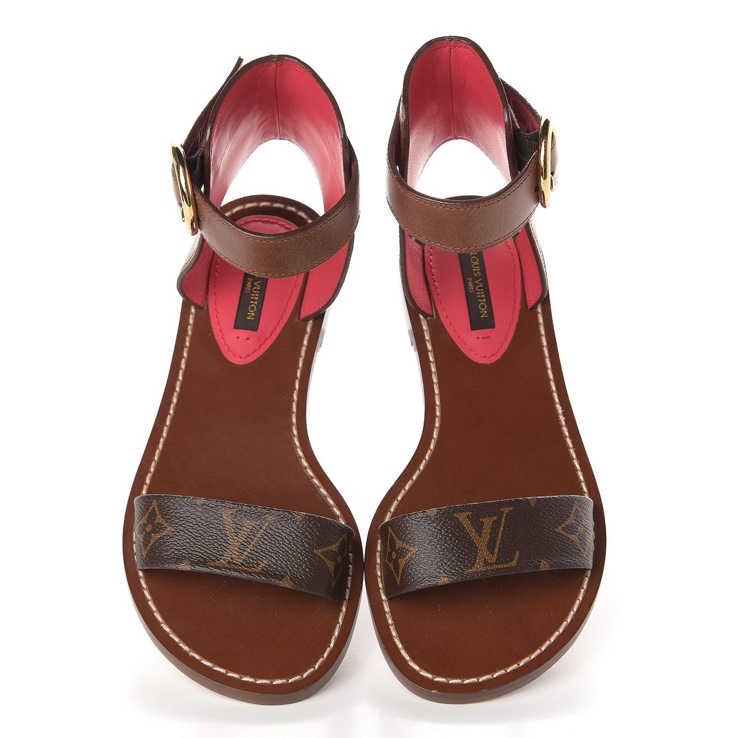 Louis Vuitton Calfskin Monogram Ocean Drive Flat Sandals 36.5 Cognac 5 of 11