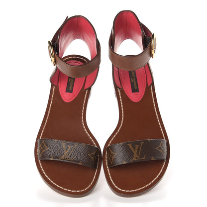 Louis Vuitton Calfskin Monogram Ocean Drive Flat Sandals 36.5 Cognac 5 of 11