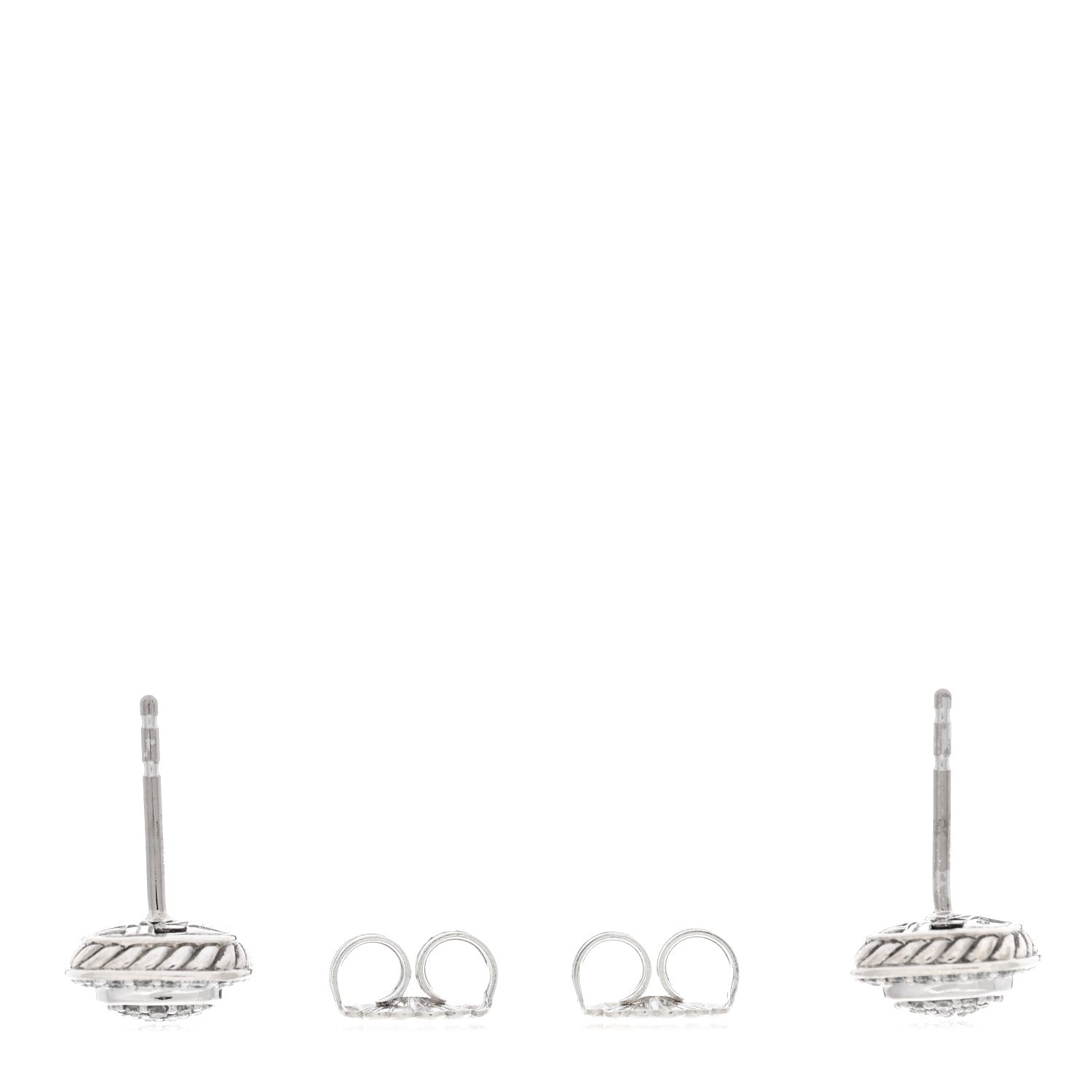 David Yurman Sterling Silver Diamond 5mm Pave Albion Earrings 3 of 4