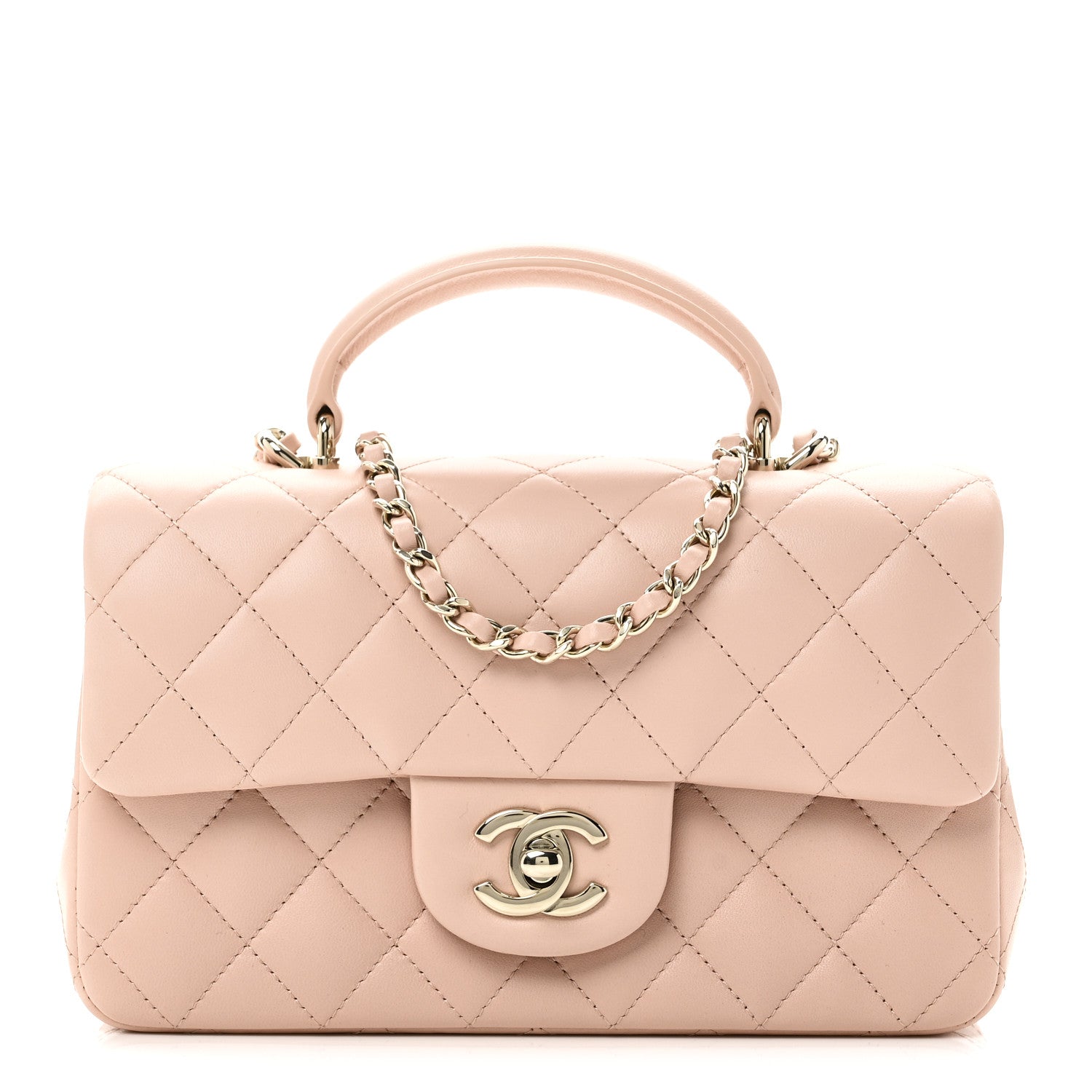 Chanel Lambskin Quilted Mini Top Handle Rectangular Flap Light Pink 1 of 11