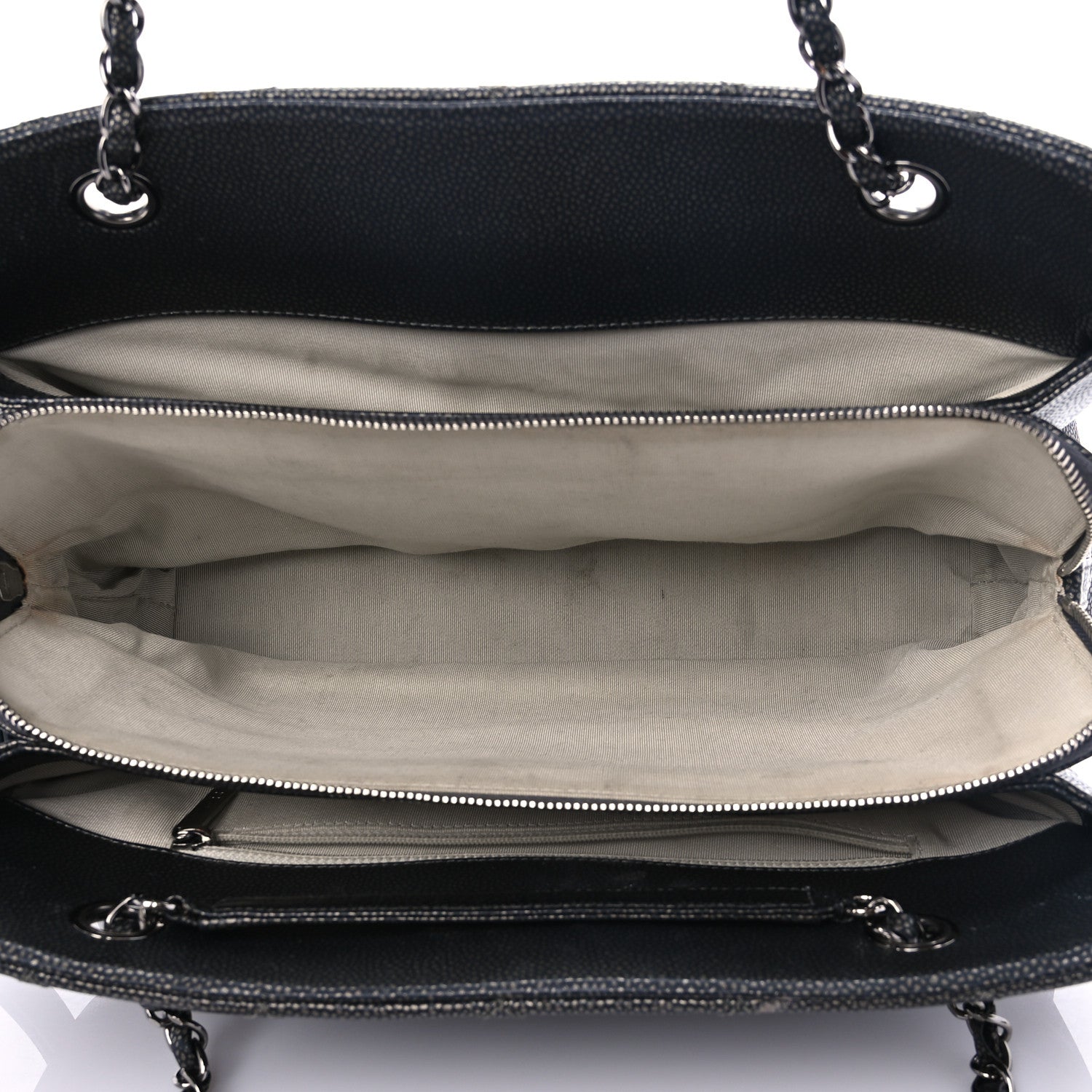 Chanel Metallic Caviar Quilted CC Tote Dark Silver 5 of 15