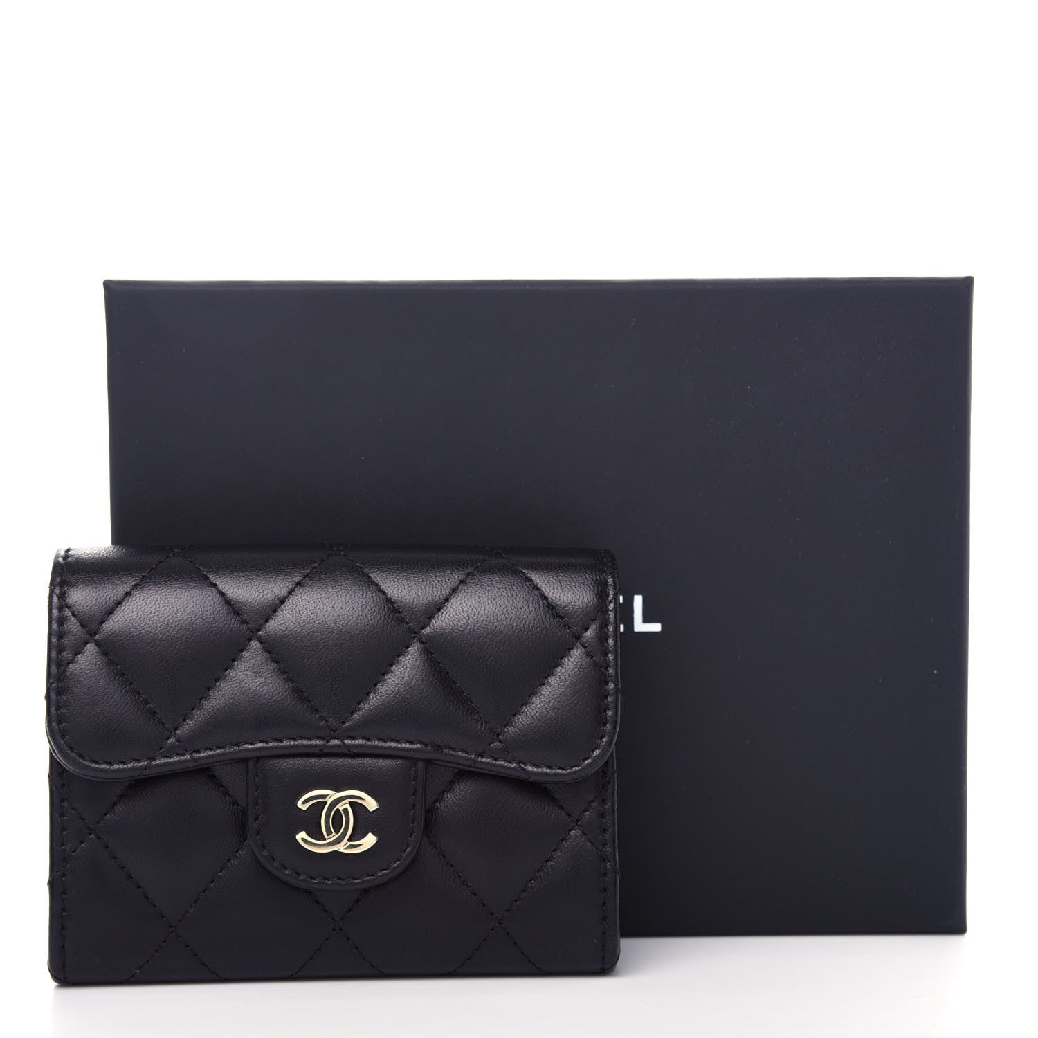 Chanel Lambskin Quilted Flap Card Holder Wallet Black 9 of 9