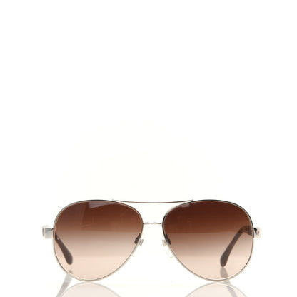 Chanel Lambskin Quilted CC Aviator Sunglasses 4195-Q Brown Gold 2 of 8