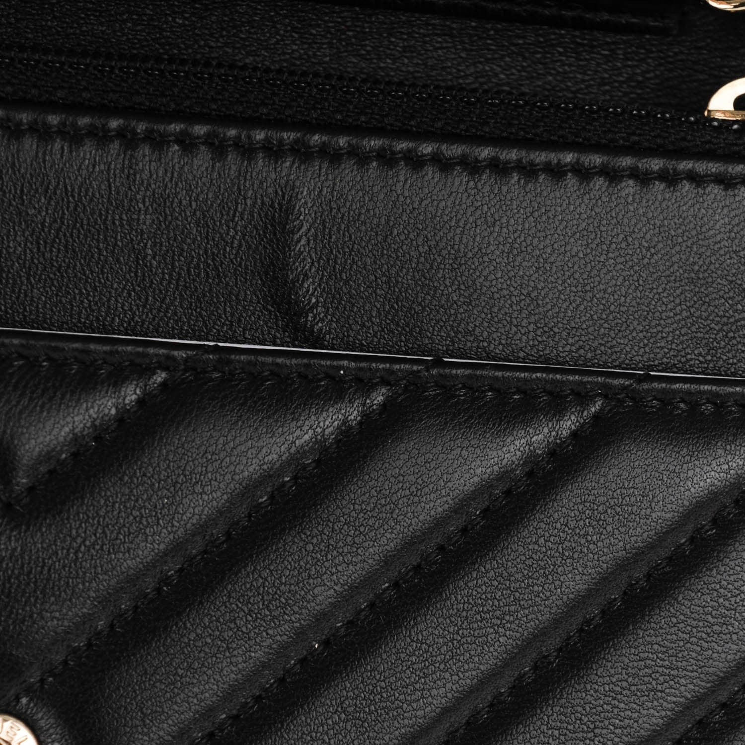 Chanel Lambskin Chevron Wallet On Chain WOC Black 5 of 11