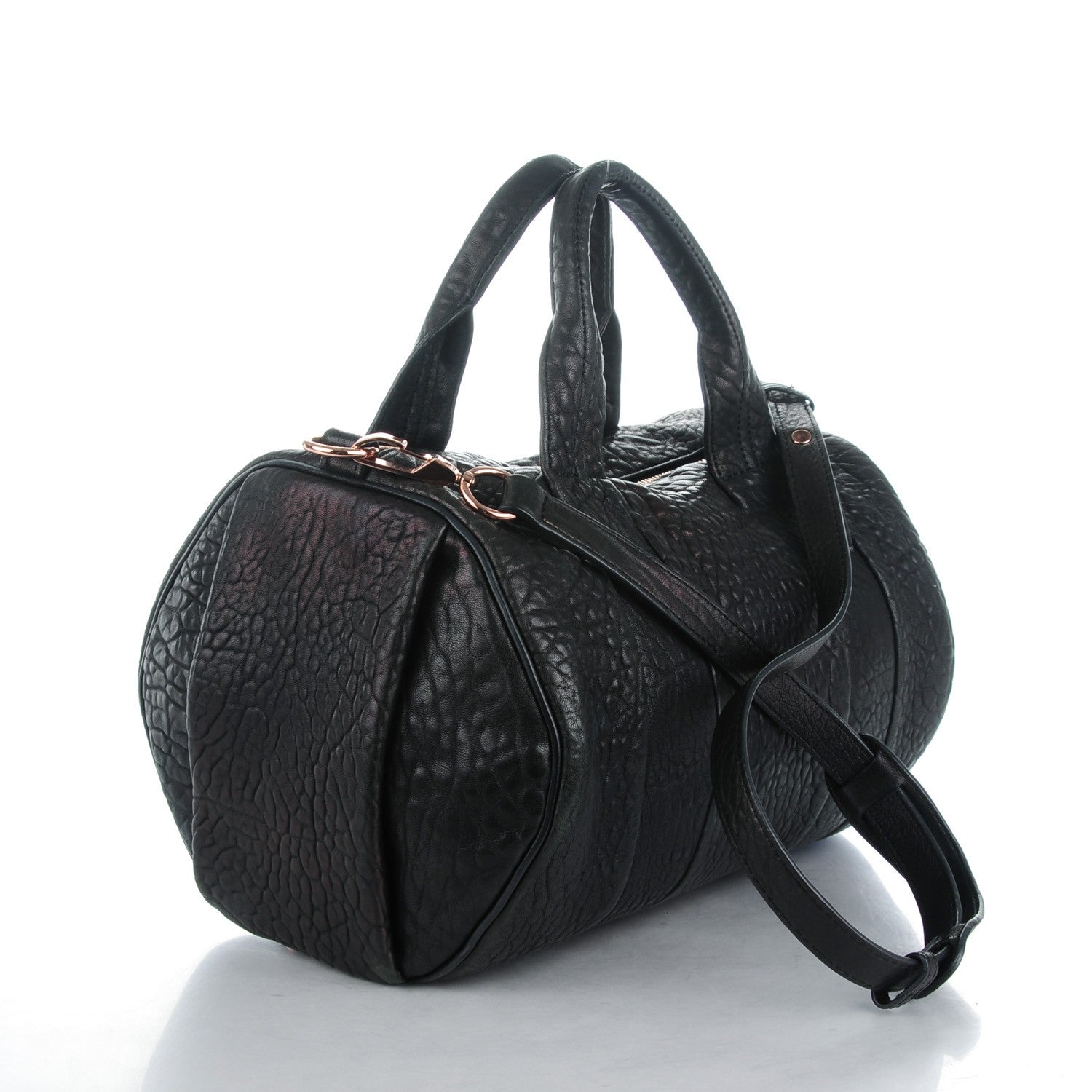Alexander Wang Pebbled Lambskin Rocco Black Rose Gold Hardware 3 of 7