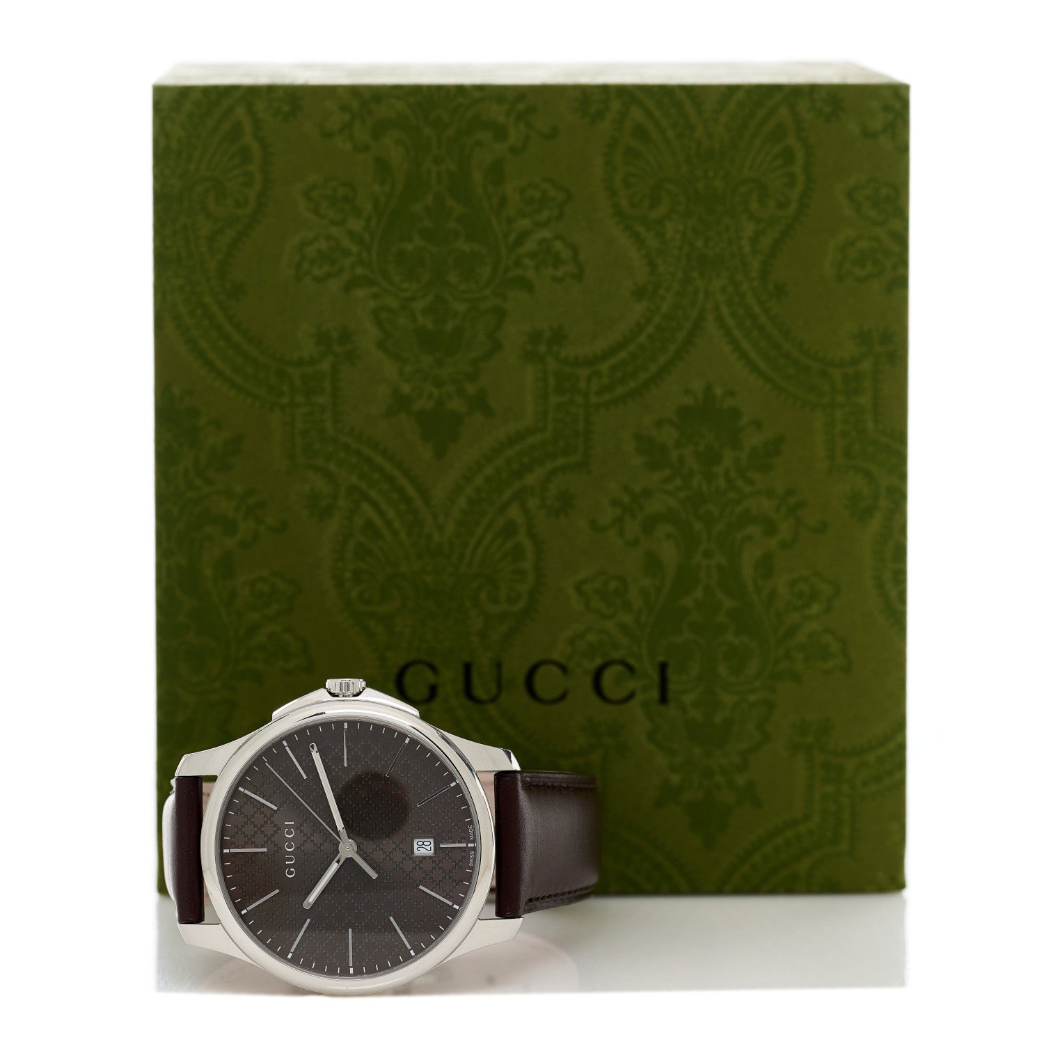 Gucci Stainless Steel Calfskin 40mm G-Timeless Diamante Quartz Watch Brown 5 of 5