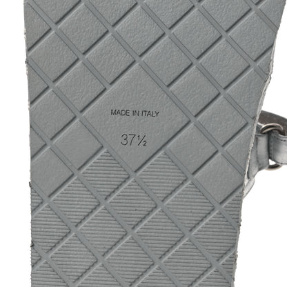 Chanel Laminated Lambskin Quilted Velcro Crystal CC Dad Slide Sandals Silver 37.5 Silver 8 of 11