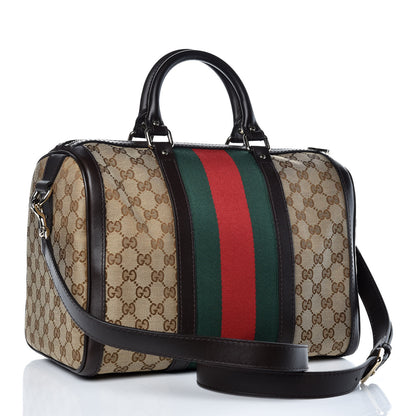Gucci Monogram Vintage Web Medium Boston Dark Brown 3 of 12