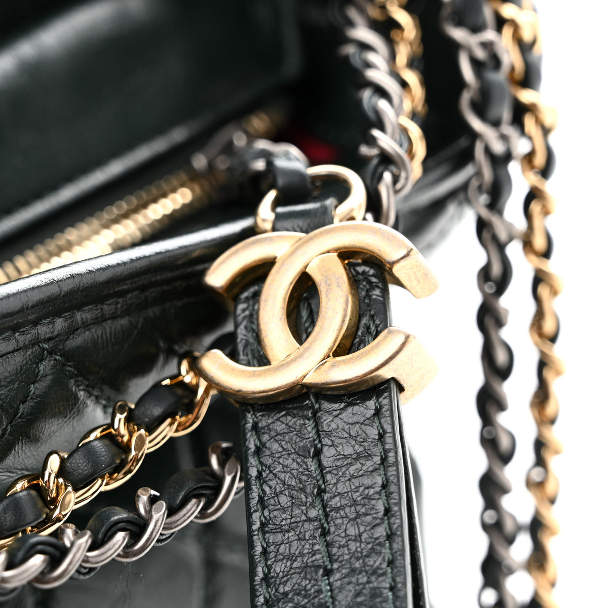 Chanel Aged Calfskin Quilted Medium Gabrielle Hobo Green 21 of 25