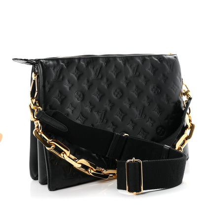 Louis Vuitton Lambskin Embossed Monogram Coussin MM Black 3 of 10