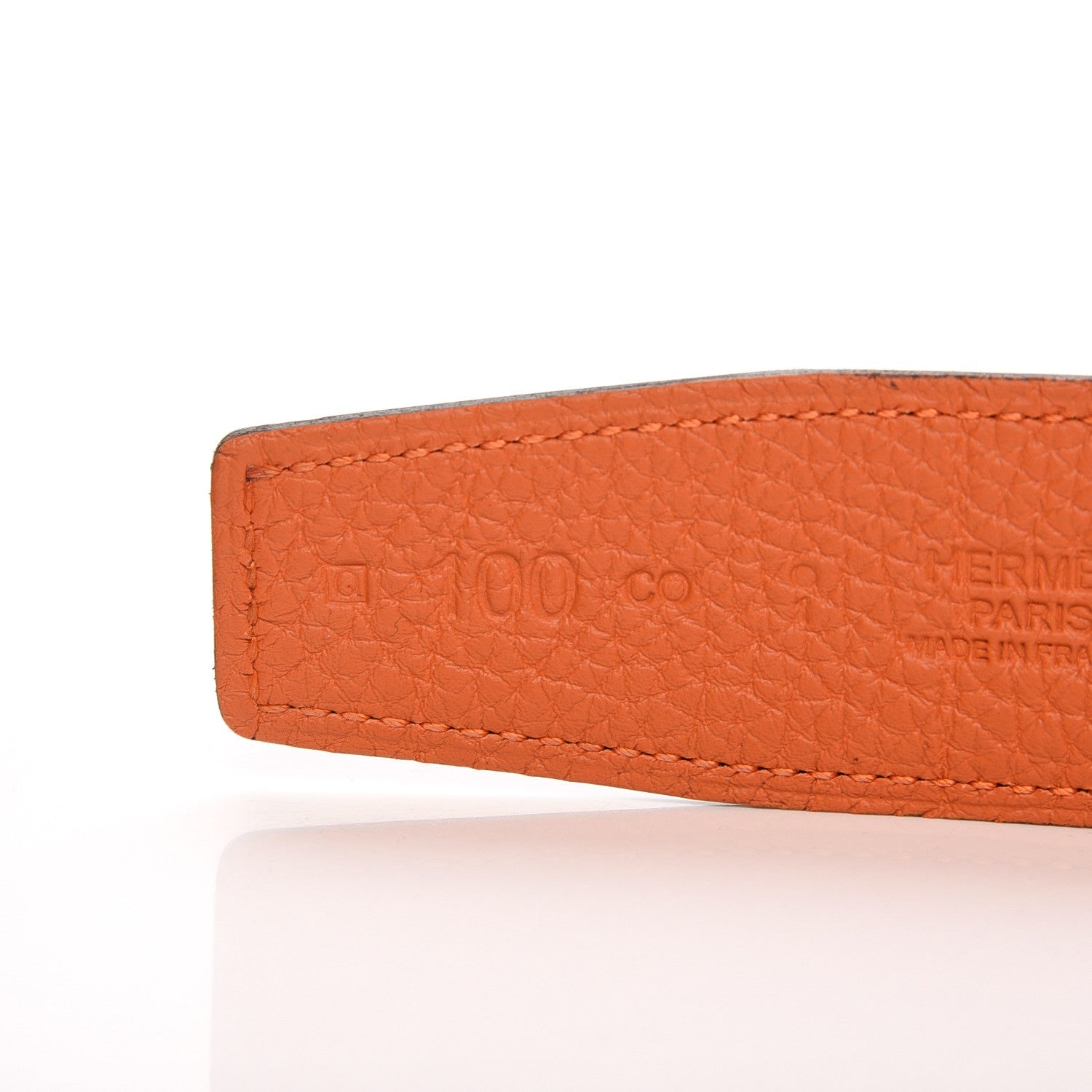 Hermes Box Togo 32mm H Belt 100 Black Orange 6 of 14