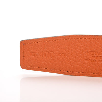 Hermes Box Togo 32mm H Belt 100 Black Orange 6 of 14