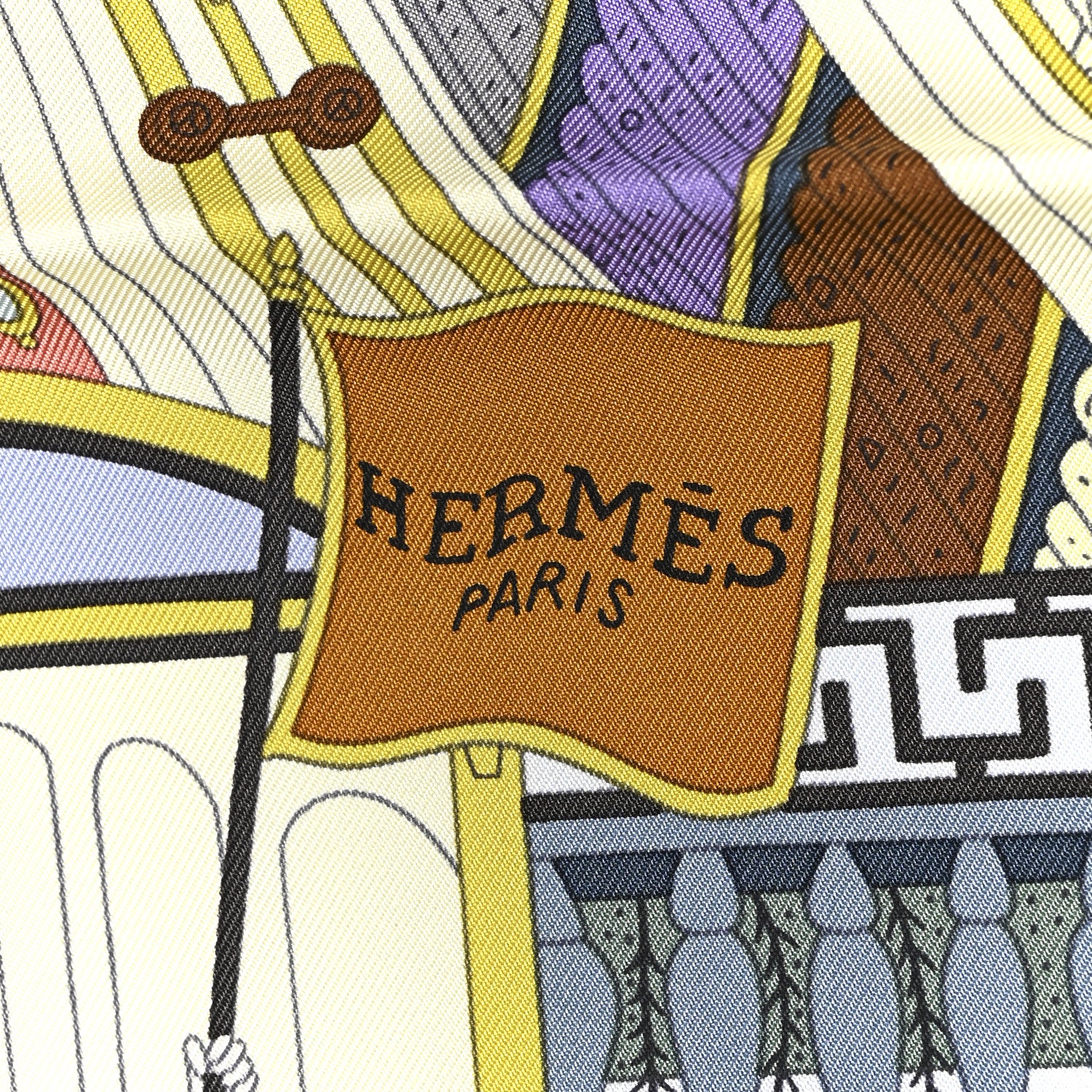 Hermes Silk Objets de Curiosite Scarf 90 Bleu Gris Jaune Soufre Rose 2 of 5