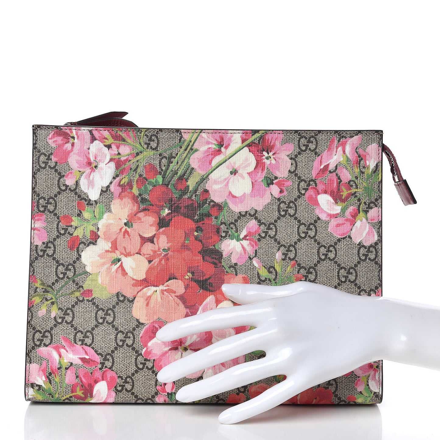 GG Supreme Monogram Blooms Large Cosmetic Case Beige Multicolor Dry Rose