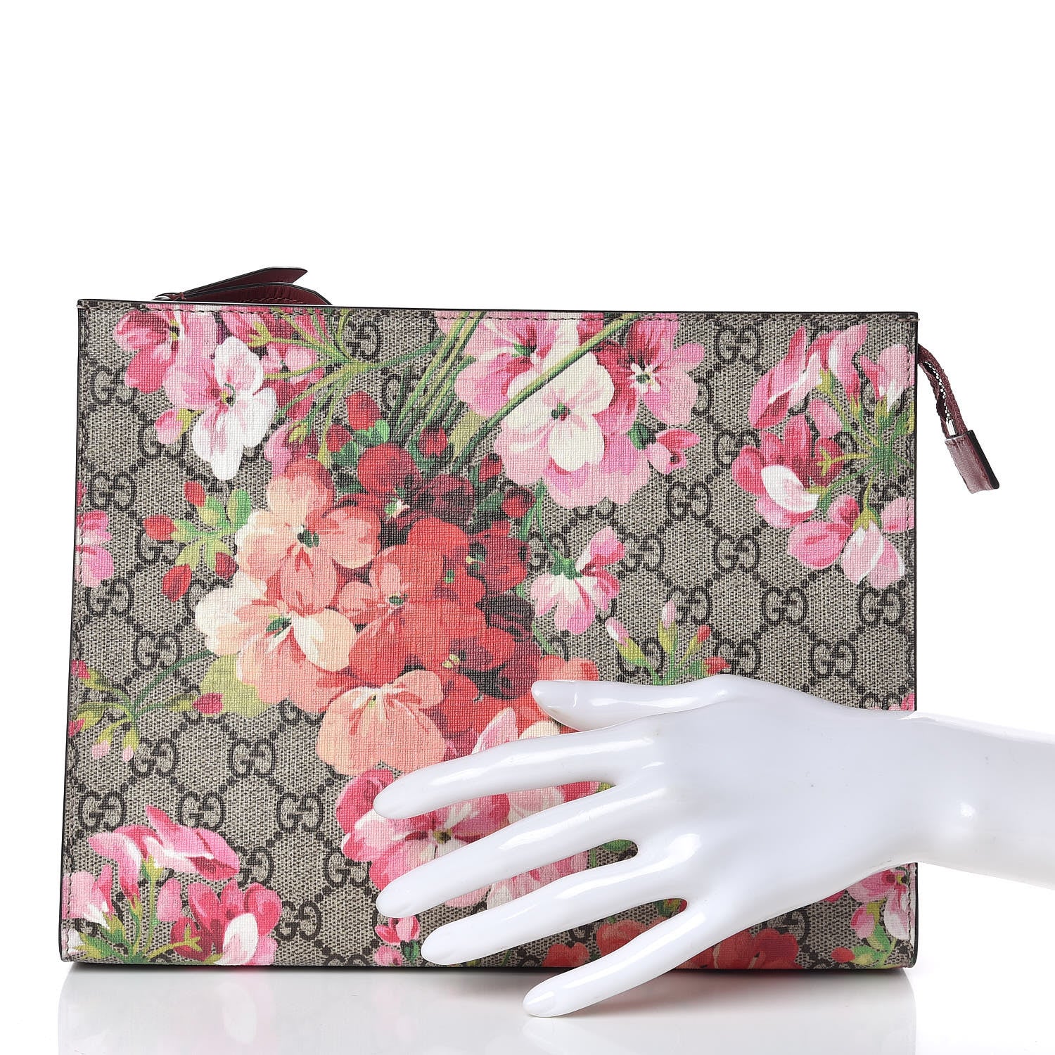 Gucci GG Supreme Monogram Blooms Large Cosmetic Case Beige Multicolor Dry Rose 2 of 9