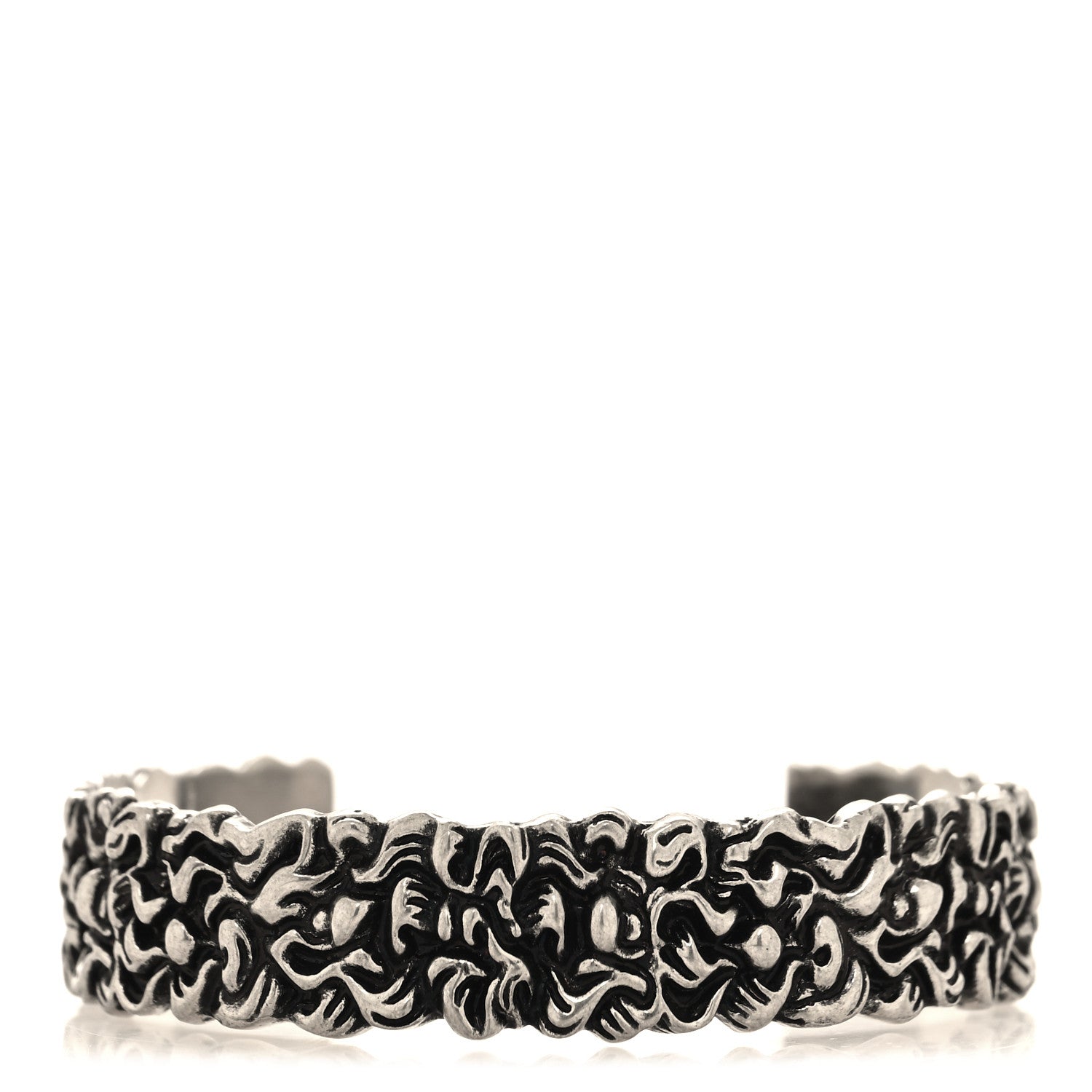 Gucci Metal Lion Mane Cuff Bracelet S Aged Silver 1 of 5