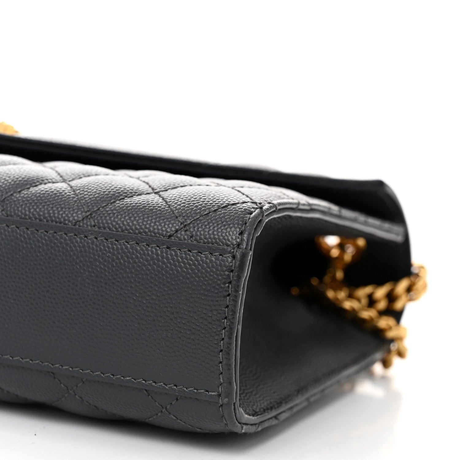 Saint Laurent Grain De Poudre Textured Mixed Matelasse Triquilt Medium Monogram Satchel Dark Smog 10 of 10