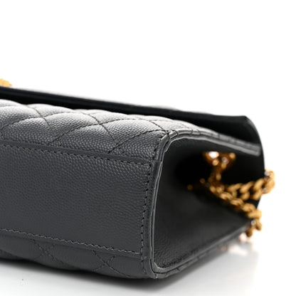 Saint Laurent Grain De Poudre Textured Mixed Matelasse Triquilt Medium Monogram Satchel Dark Smog 10 of 10