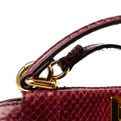 Fendi Snakeskin Shiny Nappa Mini Peekaboo Iconic Satchel Red 12 of 12