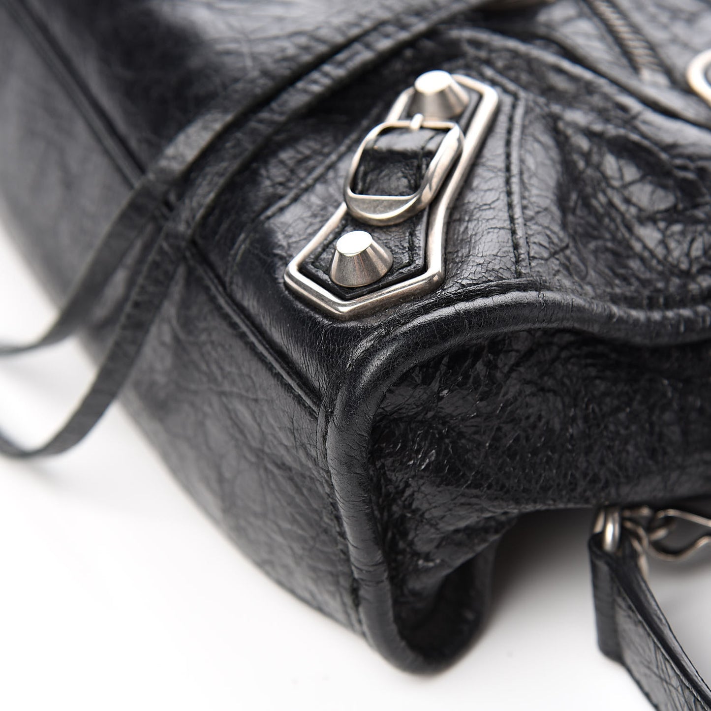 Agneau Silver Metallic Edge Hardware Mini City Black