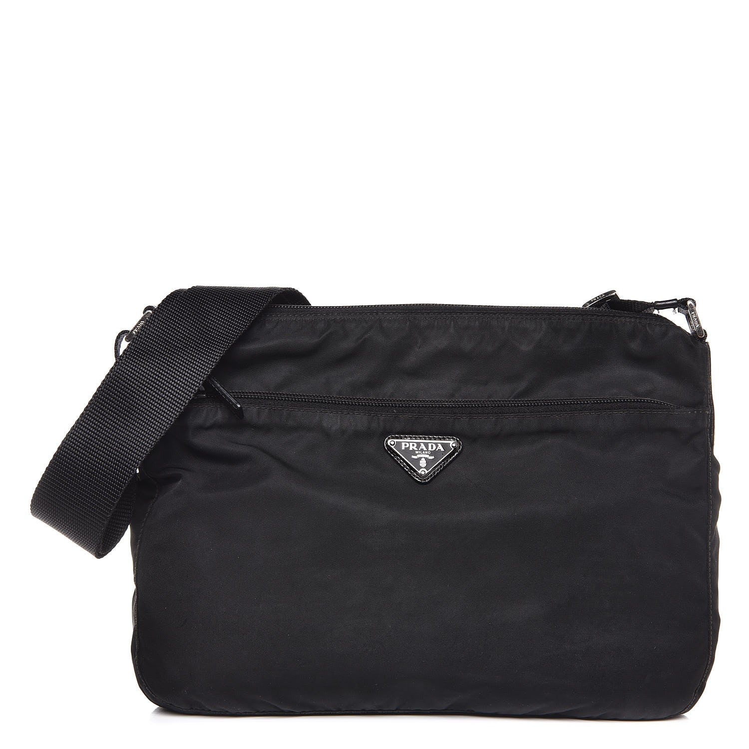 Prada Nylon Flat Messenger Bag Black 1 of 7