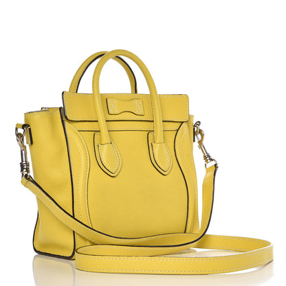 Celine Drummed Calfskin Nano Luggage Citron 3 of 17