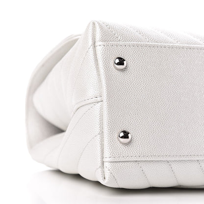 Chanel Iridescent Caviar Chevron Quilted Small Coco Handle Flap White 8 of 10