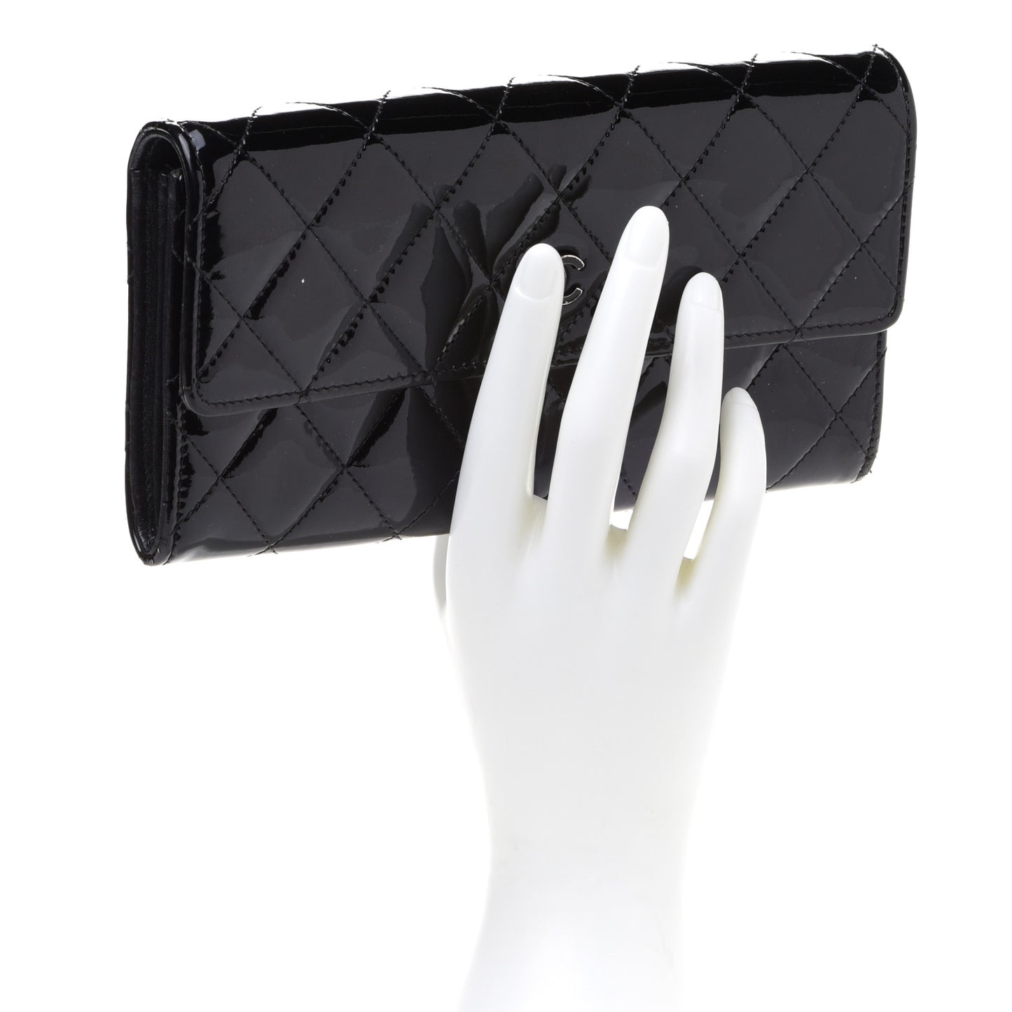 Patent CC Large Gusset Flap Wallet Black