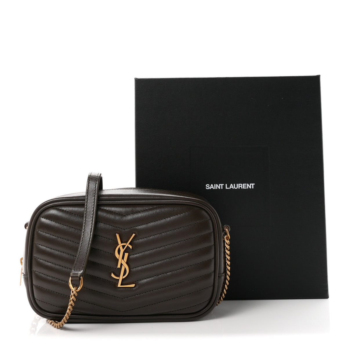 Saint Laurent Calfskin Matelasse Monogram Mini Lou Camera Bag Light Musk 11 of 11