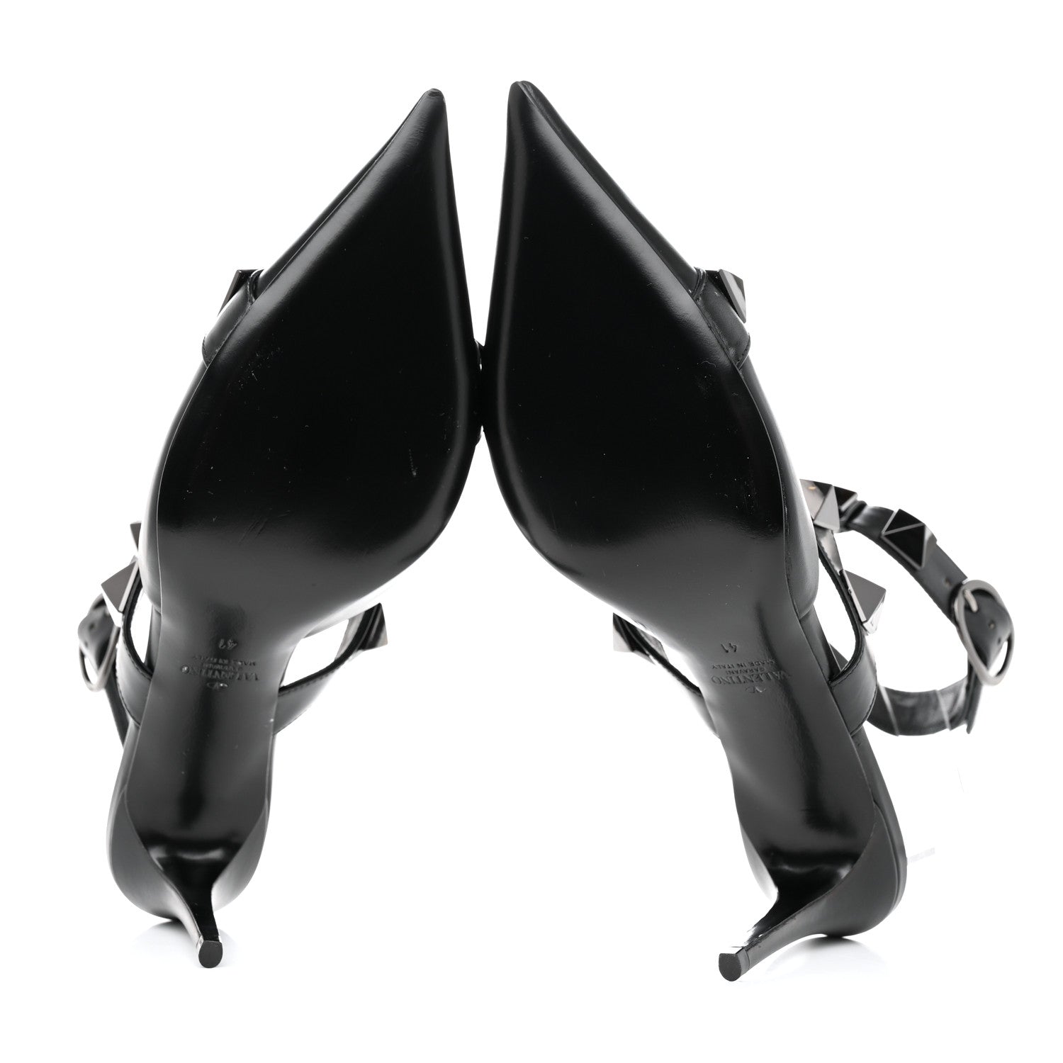 Valentino Garavani Calfskin Monochrome Roman Stud Ankle Strap 80mm Pumps 41 Black 5 of 8