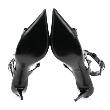 Valentino Garavani Calfskin Monochrome Roman Stud Ankle Strap 80mm Pumps 41 Black 5 of 8
